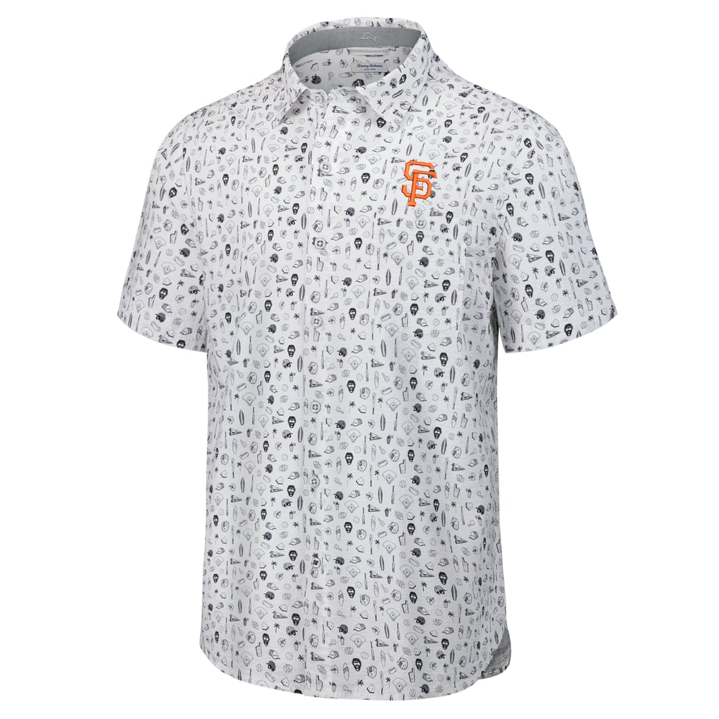  San Francisco Giants Tommy Bahama Nova Wave Riptide Rally Camp Button-Up Short Sleeve Shirt - Gray